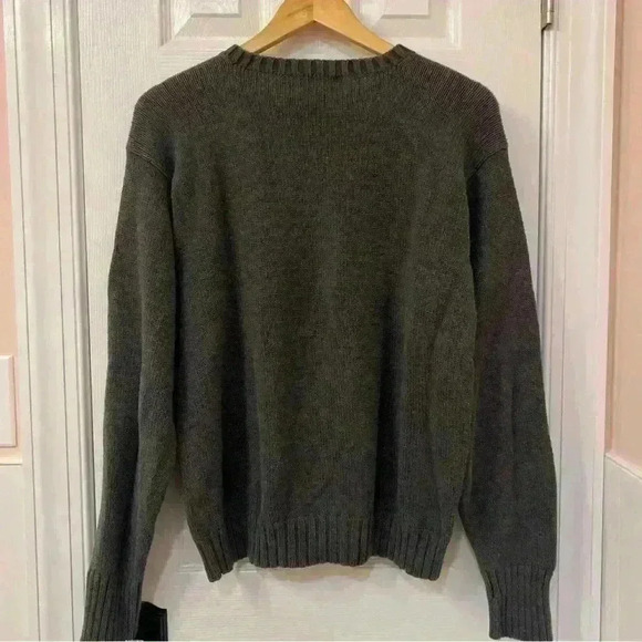 Polo Ralph Lauren 100% Cotton Dark Grey Sweater Navy Pony Size L - Picture 5 of 8